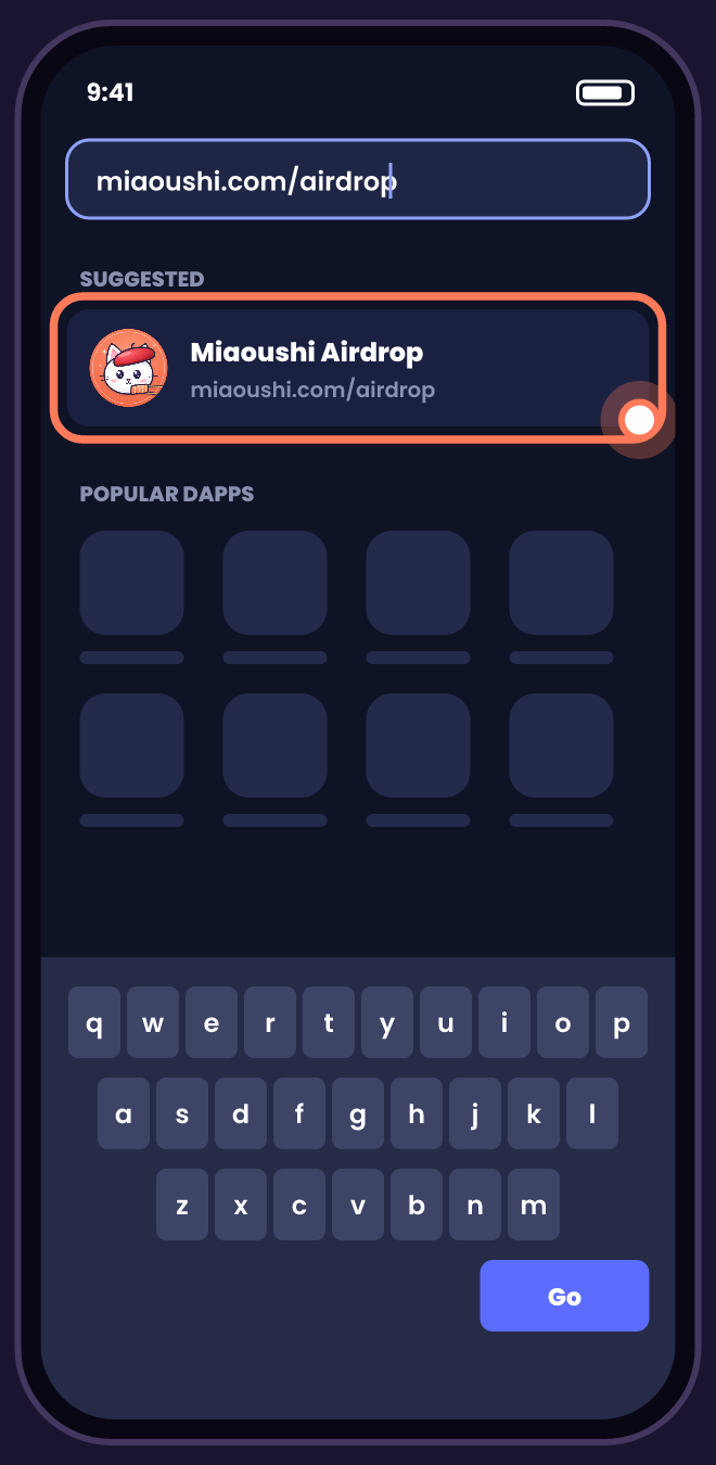Wallet browser with miaoushi.com/airdrop typed