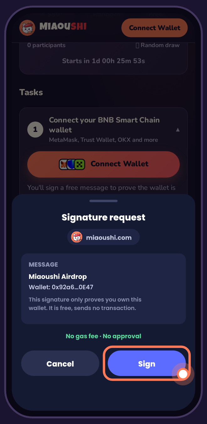 Signature request with the Sign button highlighted